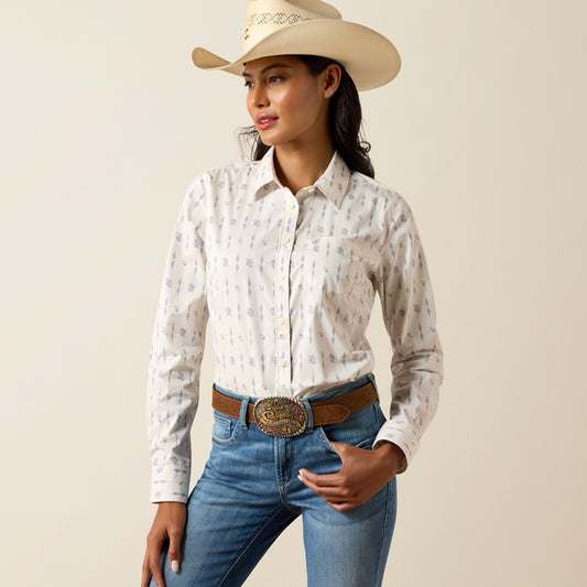 Ariat Women's Kirby Sea Salt Dewdrop Stripe Button Long Sleeve Western Shirt 10078847