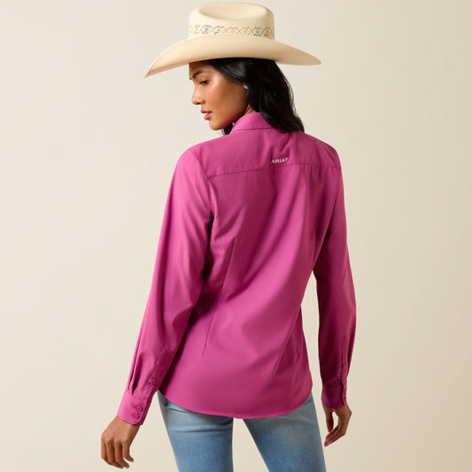 Ariat Women's Kirby Pro Solid Rose Sorbet Button Long Sleeve Western Shirt 10073654