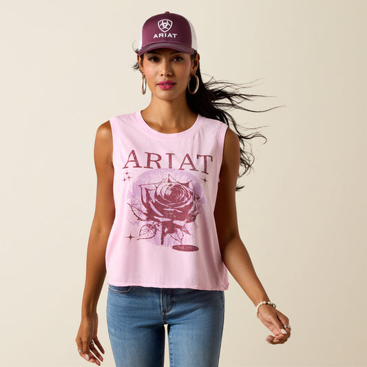 Ariat Women's Pink Canyon Rose Graphic Print Sleeveless Tank Tee 10073514