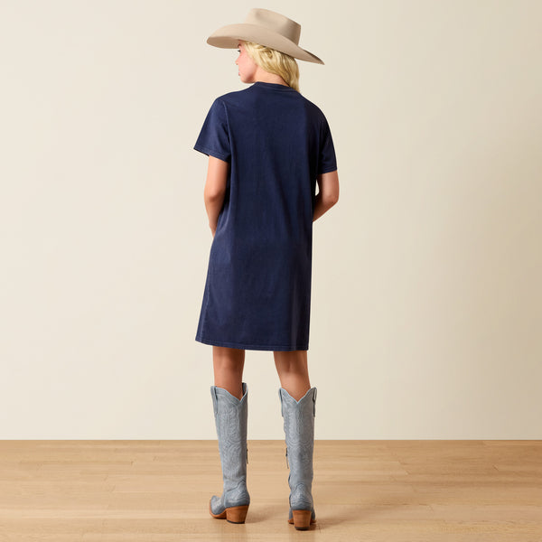 Ariat Women's Navy Eclipse 'Howdy' Pearl & Rhinestone Embellished Short Sleeve Tee Dress 10073543