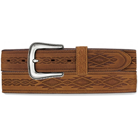 Tony Lama Navajo Blanket Tooled Brown Leather Belt 1369L