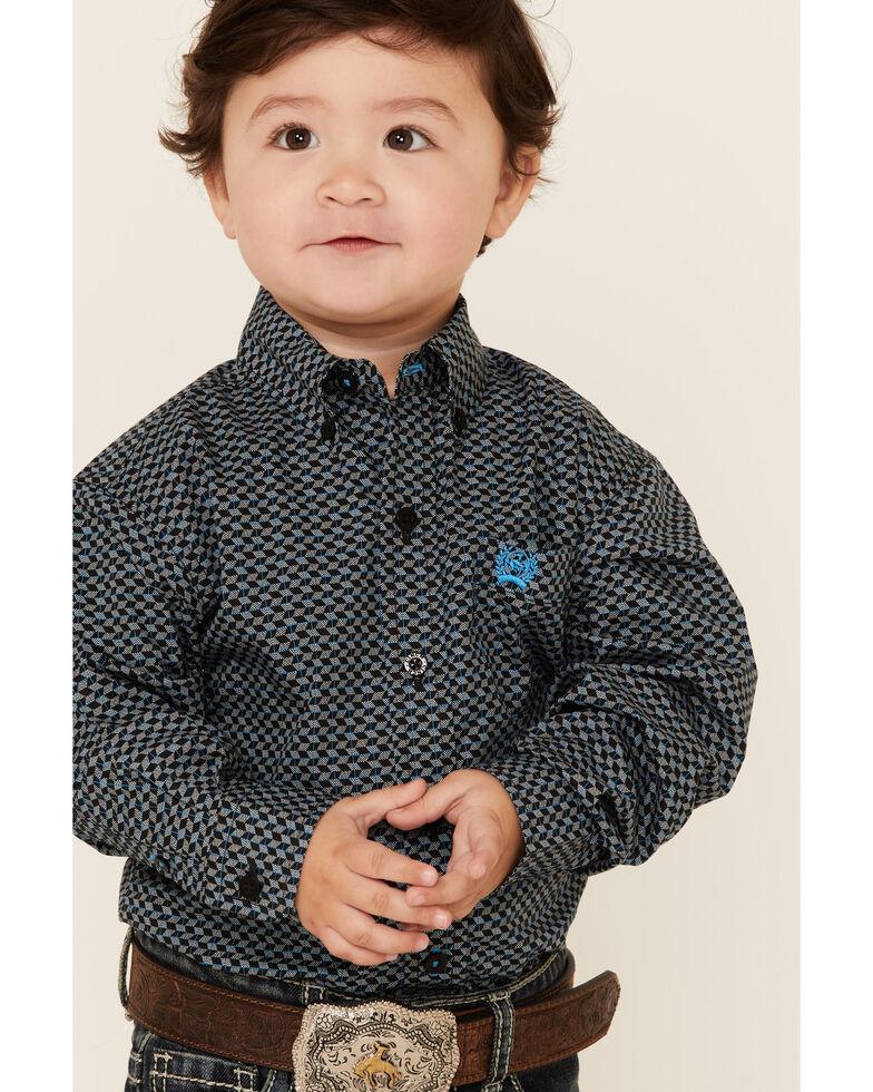 Cinch Boy's Infant/Toddler/Youth Black & Blue Geometric Print Western Shirt MTW7062259 MTW7061259 MTW7060259 Cinch Boy's Infant/Toddler/Youth Black & Blue Geometric Print Western Shirt MTW7062259 MTW7061259 MTW7060259