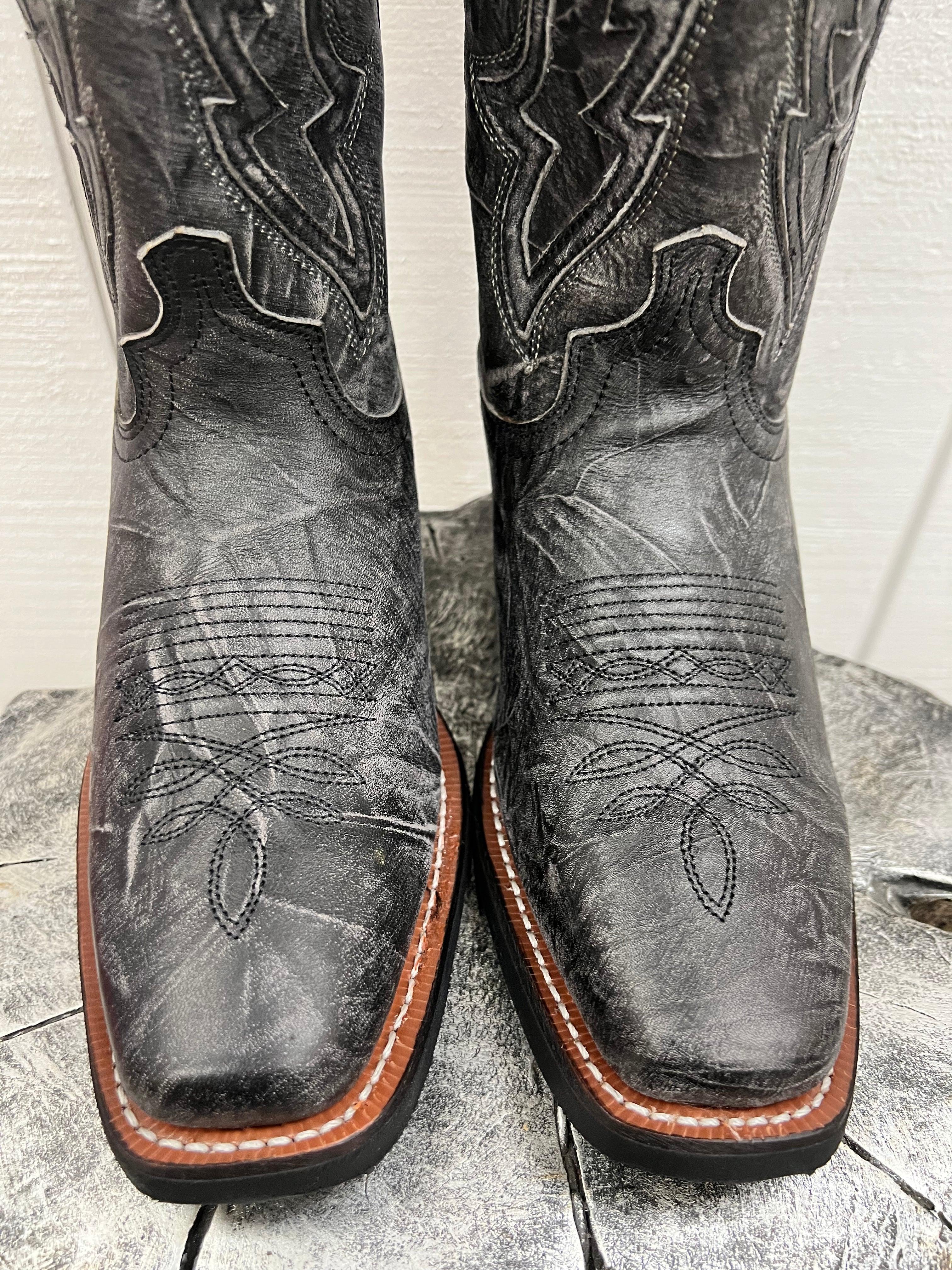 ‪ꪔ̤̮i‪ꪔ̤̮i　0527 Laredo Men's Jessco Black/Grey Sanded Leather Narrow Square Toe