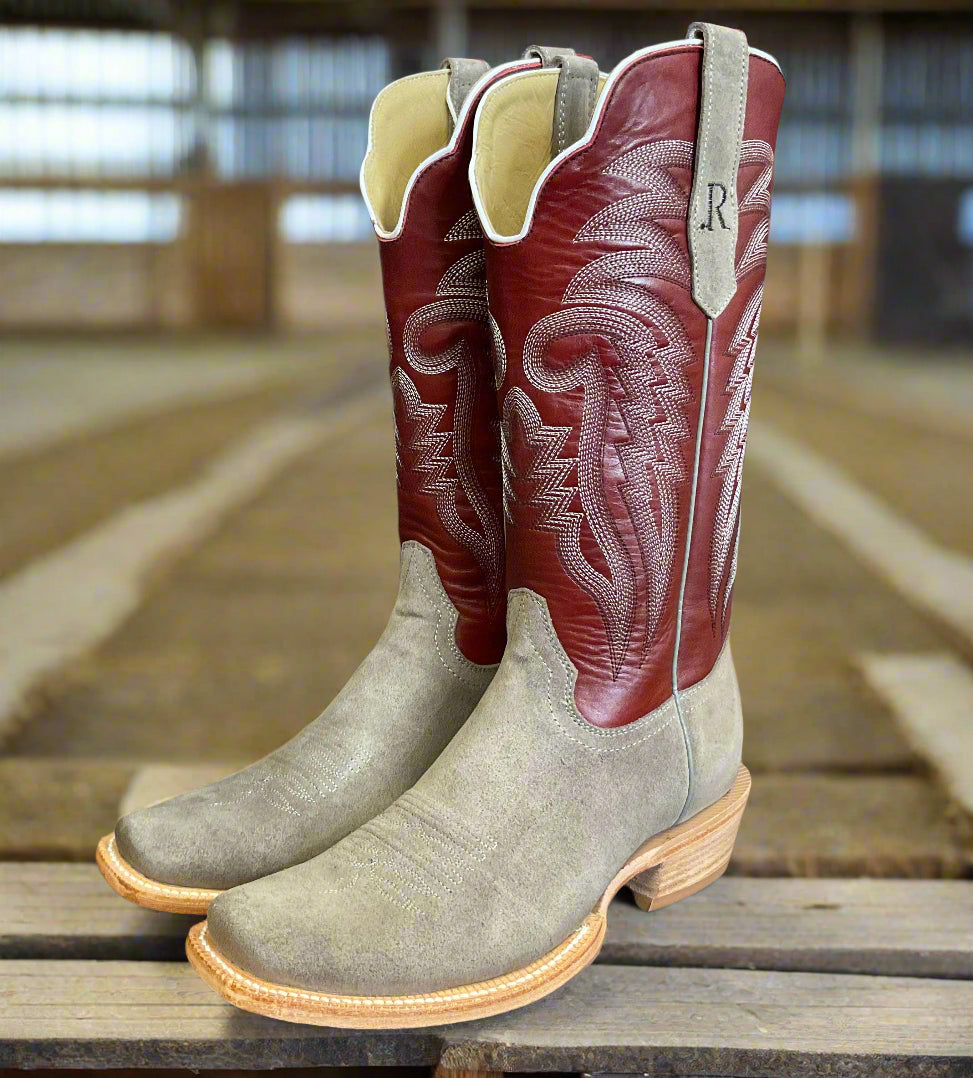 Watson Men's Grey Roughout Red Sinatra Top Cutter Toe Cowboy