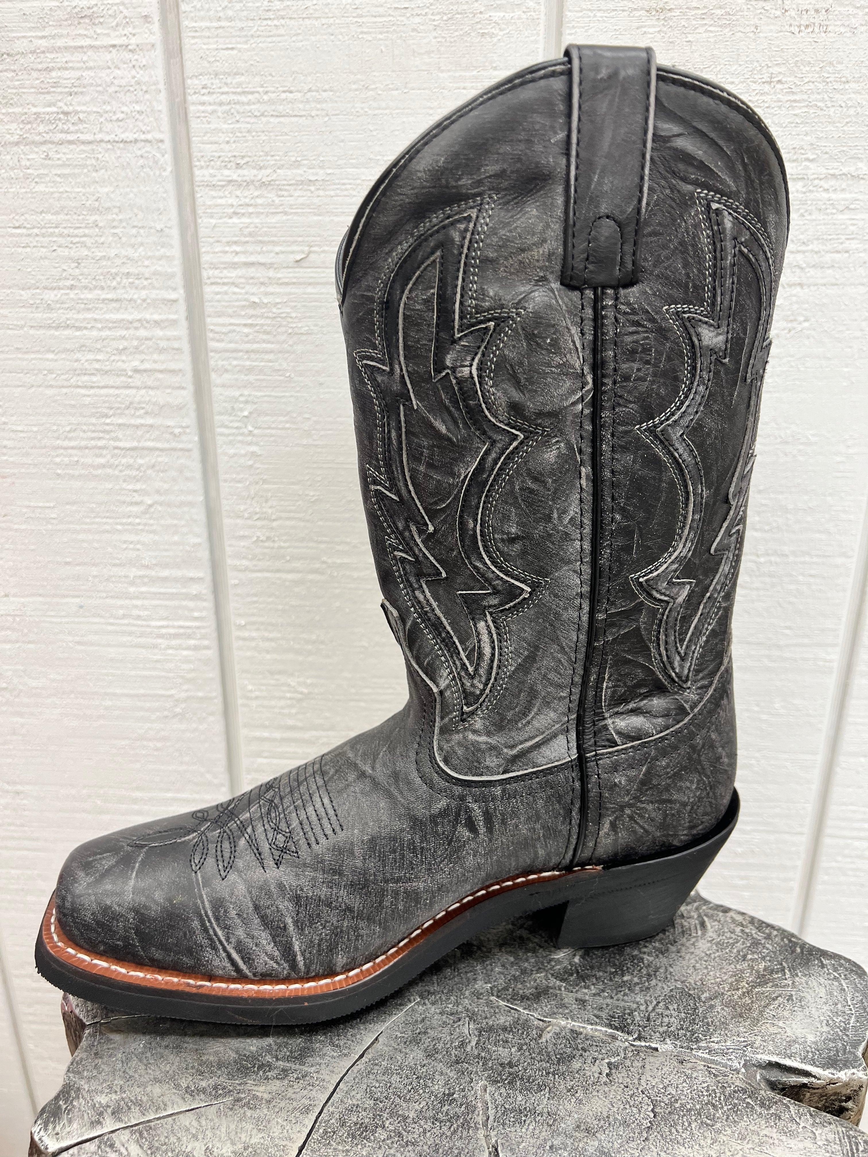 Laredo Men's Jessco Black/Grey Sanded Leather Cowboy Boots 68557