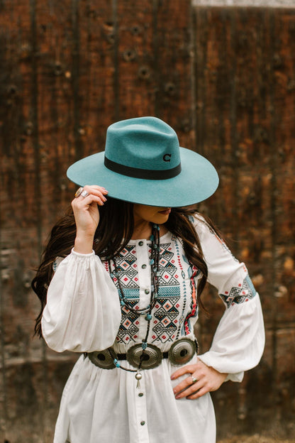 Vintage One Hats Western Hat Charlie Horse Highway Mushroom Charlie Horse Women's Highway Teal Wool Western Vintage One Hats Western Hat Charlie Horse Highway Mushroom Charlie Horse Women's Highway Teal Wool Western