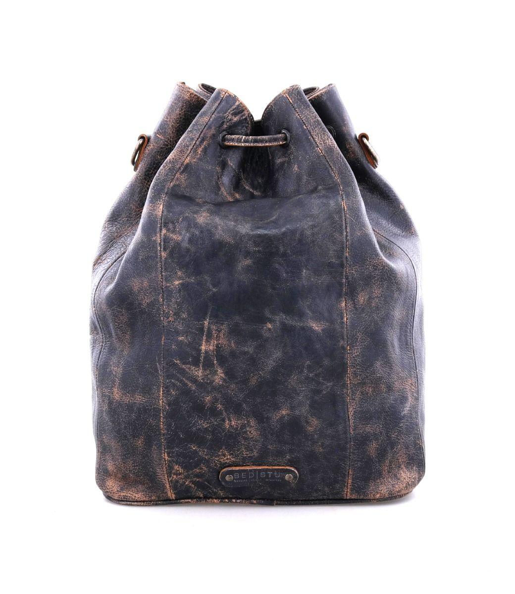 Bed Stu Eve Black Lux Leather Bucket Bag Purse A450230BKLX