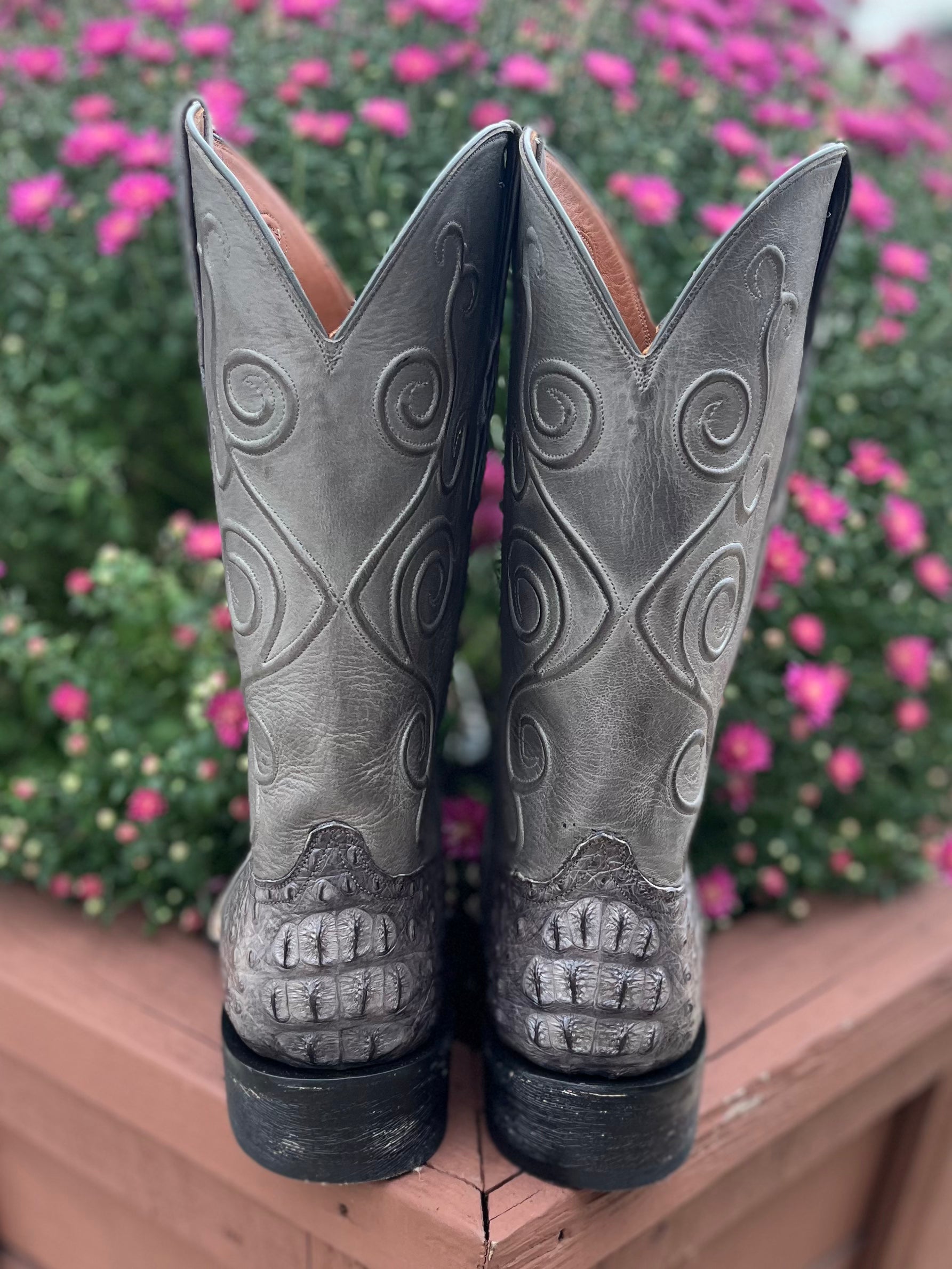 Black and grey cowboy boots best sale