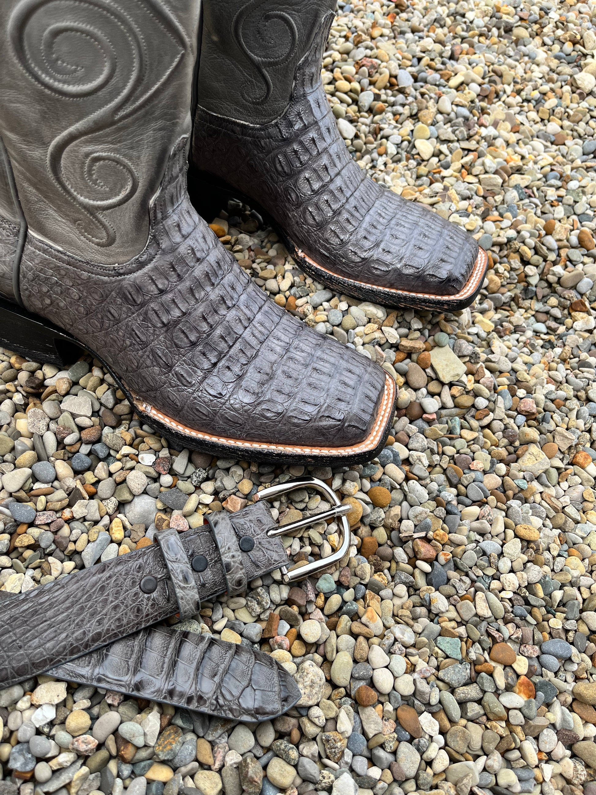 Dark grey cowboy boots hotsell