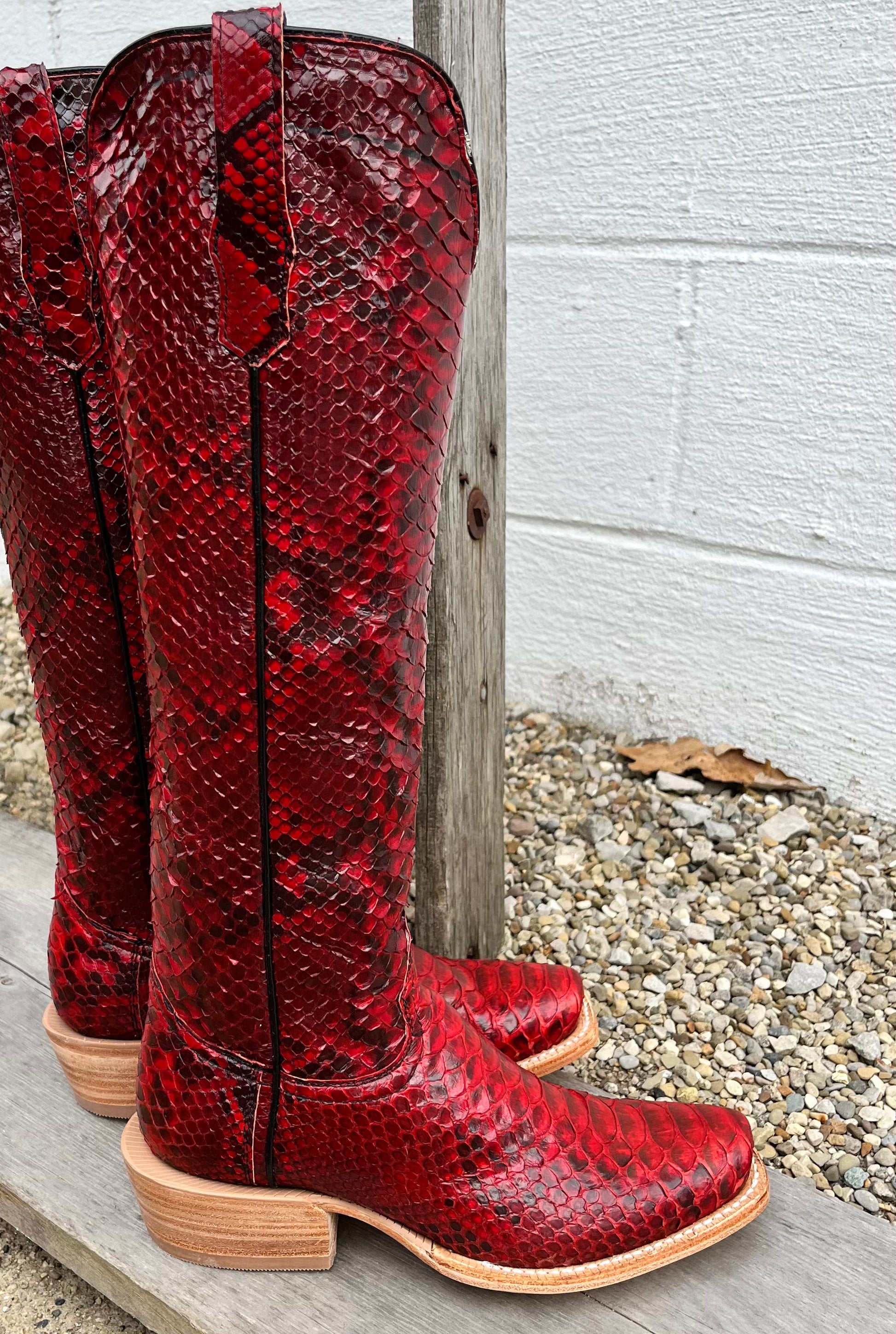 Red snakeskin cowboy boots sales