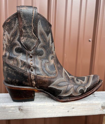Circle G Women's Dark Brown Ankle Cowgirl Boot L5917-Painted Cowgirl Western Store