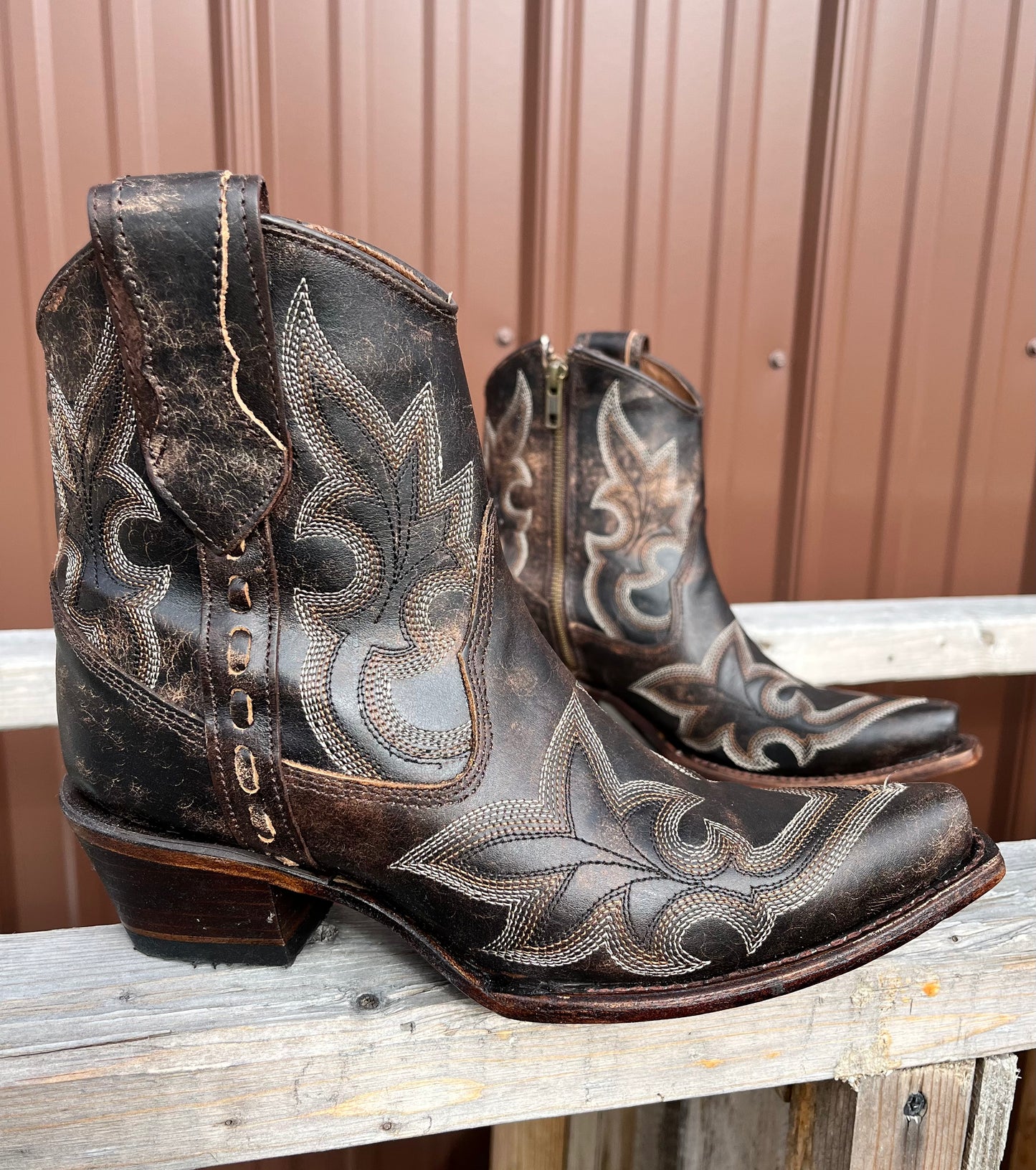 Brown ankle cowboy boots womens hot sale
