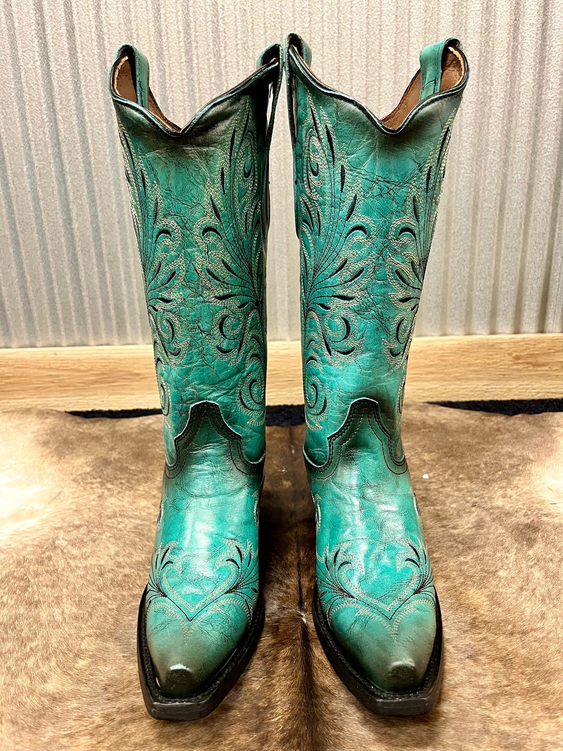 Circle G Women s Turquoise Snip Toe Cowgirl Boot L2076 Painted Cowgirl Western Store