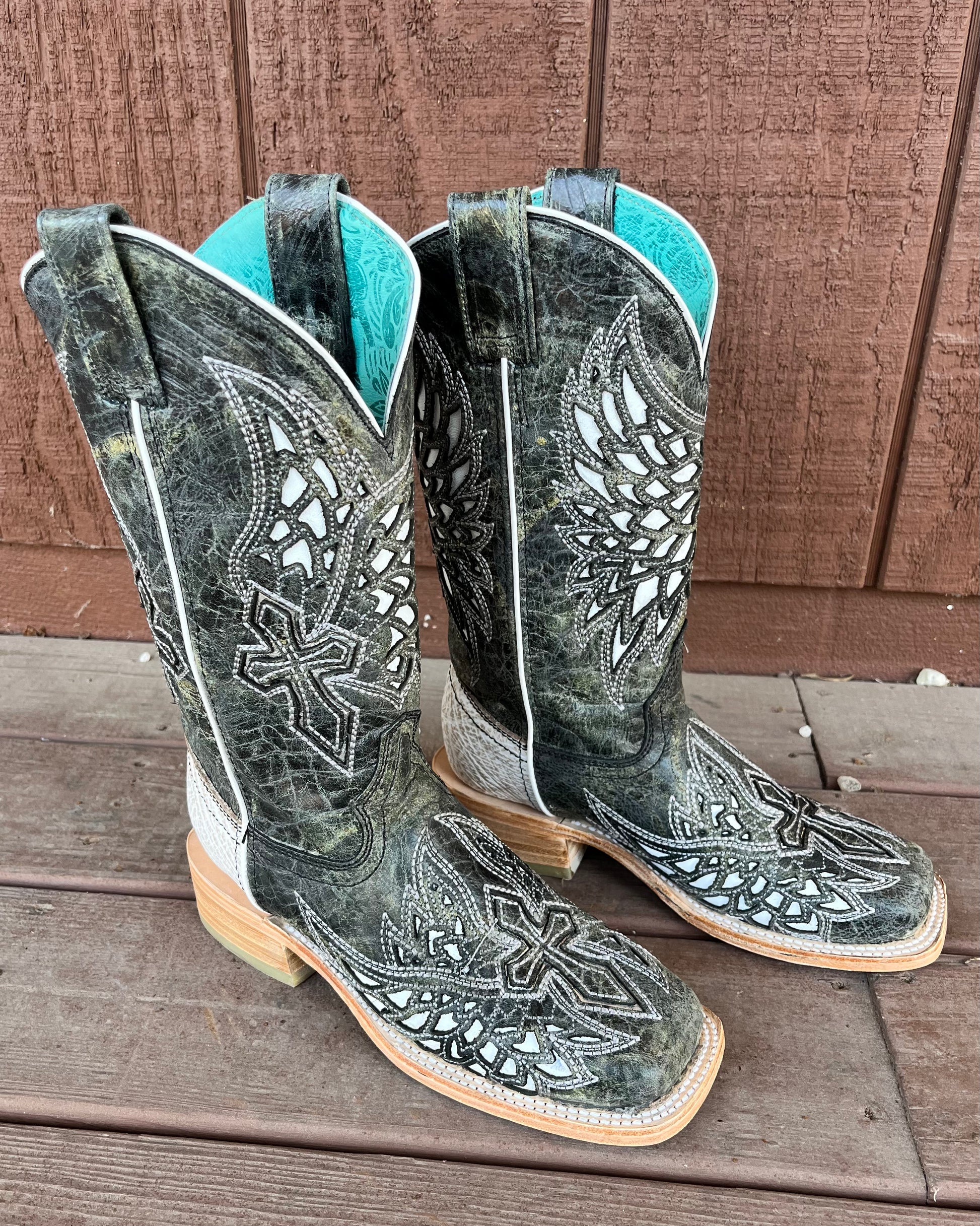 Corral Western Women s Black Leather Inlay Boots