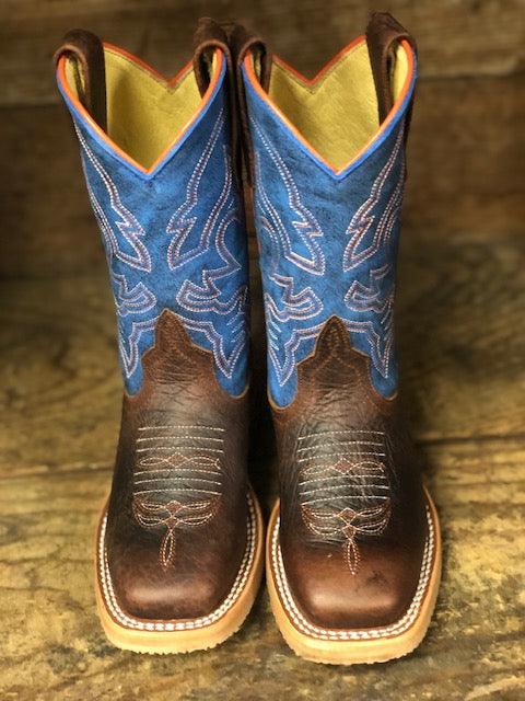 Anderson Bean Children’s Blue Mad Dog & Toasted Bison Brown Leather Square Toe Cowboy Boots ABK3000 Anderson Bean Children’s Blue Mad Dog & Toasted Bison Brown Leather Square Toe Cowboy Boots ABK3000