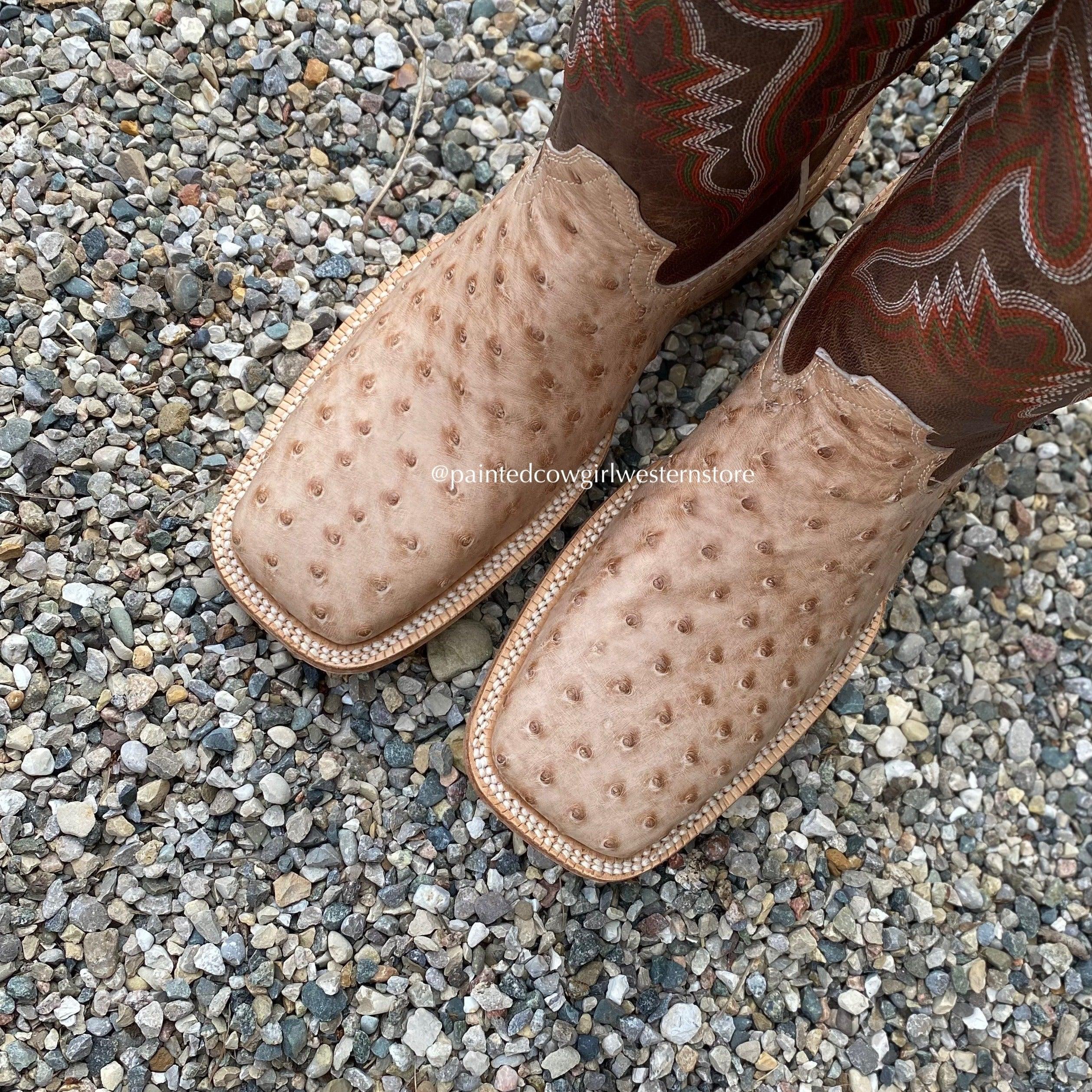 R. Watson Boots Sand Bruciato Full Quill Ostrich Boots in Tan | Size 9.5