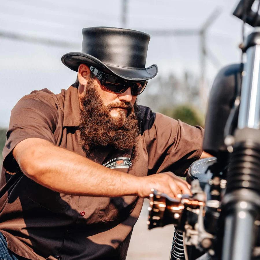 Cowboy Steampunk Men's Leather Cowhide Biker Steampunk Deadman Top