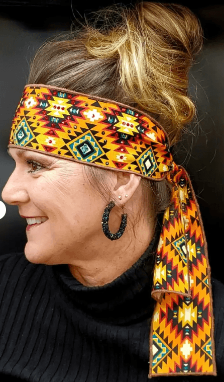 Bandanas by Michelle Southwestern Headband Strip w/ Red, Turquoise & B |  Painted Cowgirl Western Store