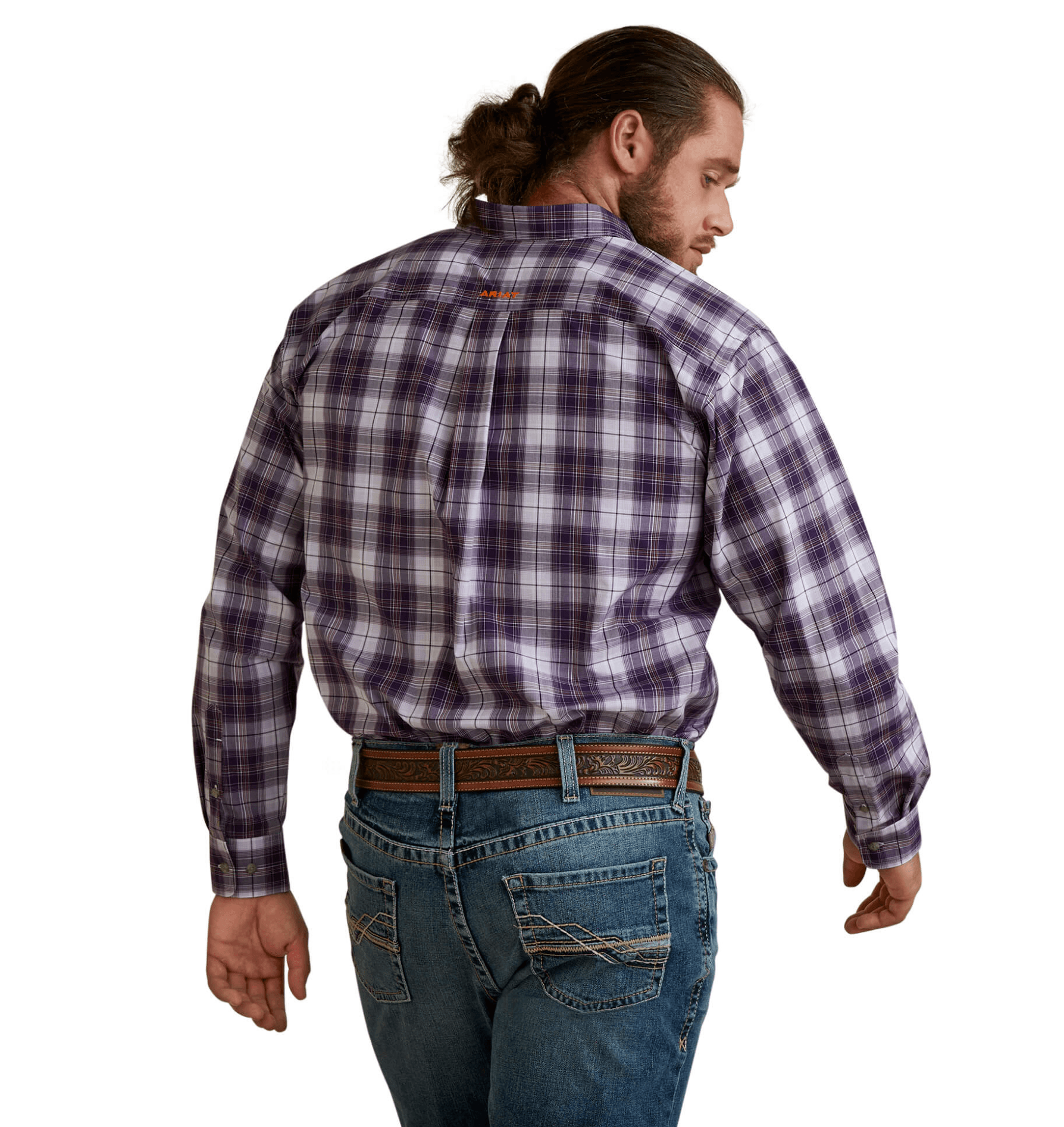 Cowgirl Painted Series Western Men\'s Store | Purple Plaid Classic Pro Musa Fit Ariat Sleeve Shirt Long