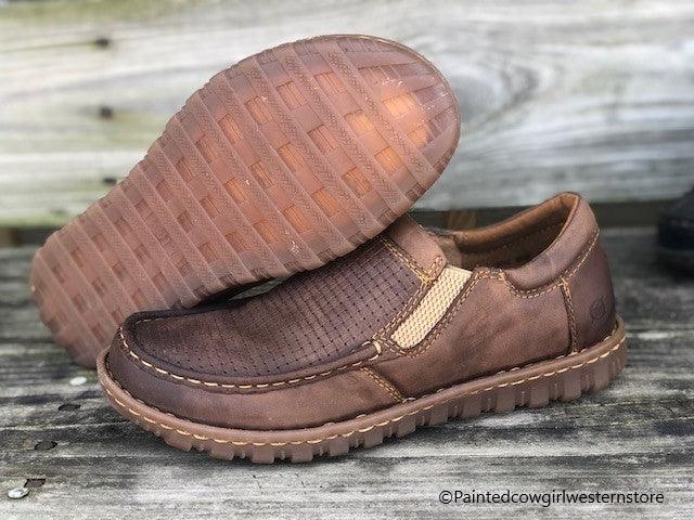 Born Men's Gudmund Brown Sunset Embossed Leather Slip On Casual Shoes  BM0002306
