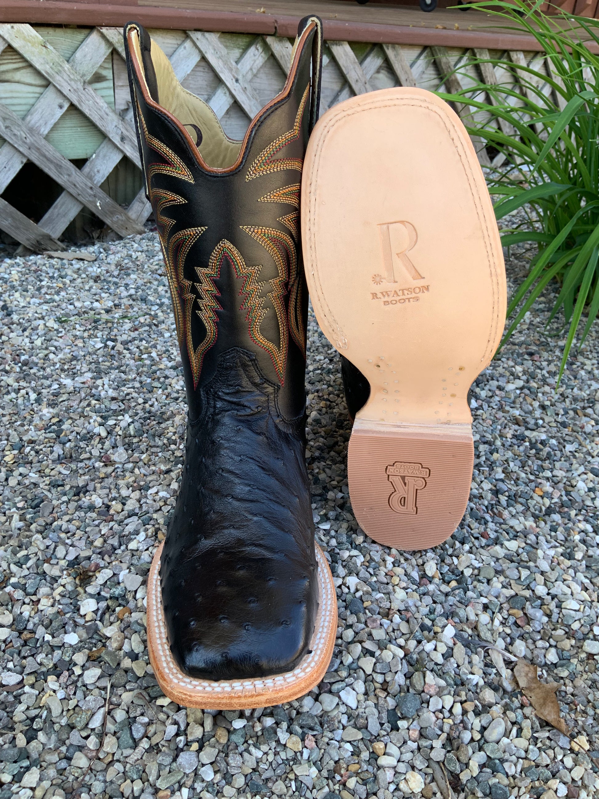 Mens black 2025 ostrich cowboy boots