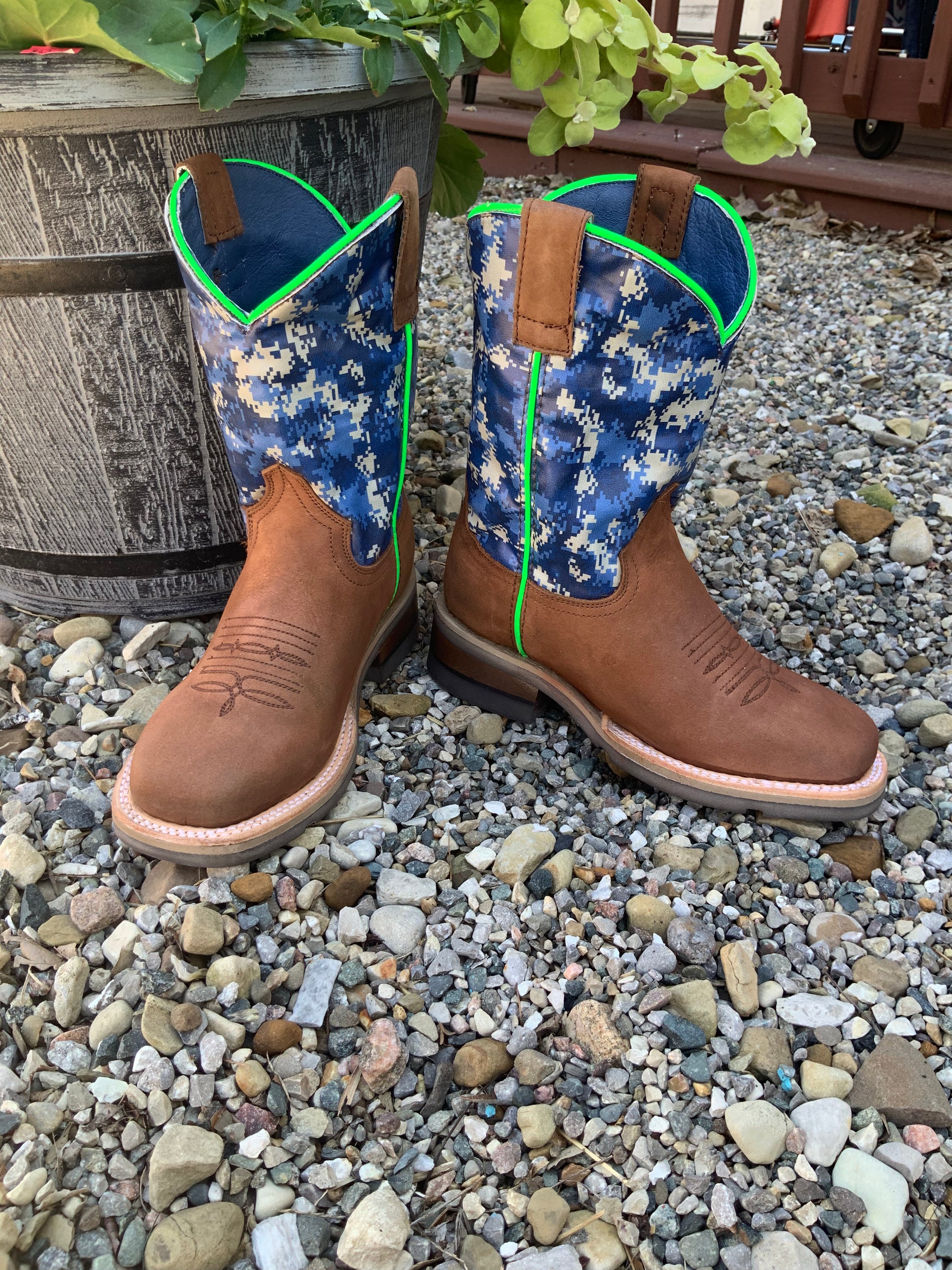 Roper Boy s Children Youth Blue Camo Cowboy Boots 9991 0031