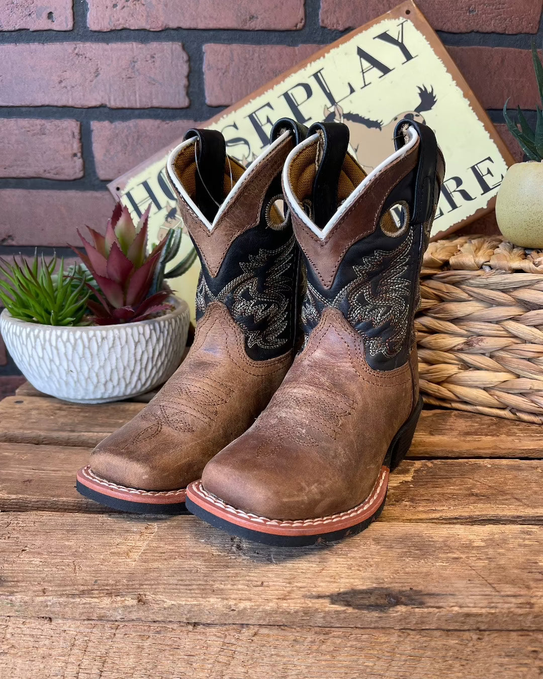 Dan Post Children Youth Rascal Aged Bark Western Cowboy Boot