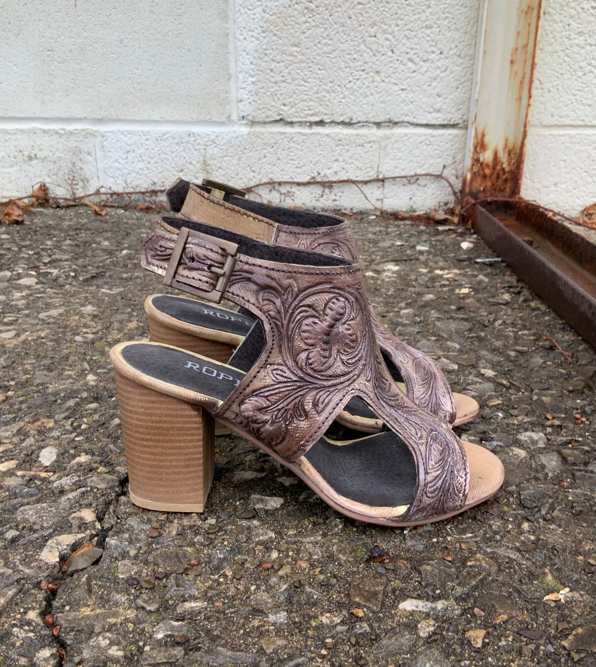 Roper tooled 2025 leather heels