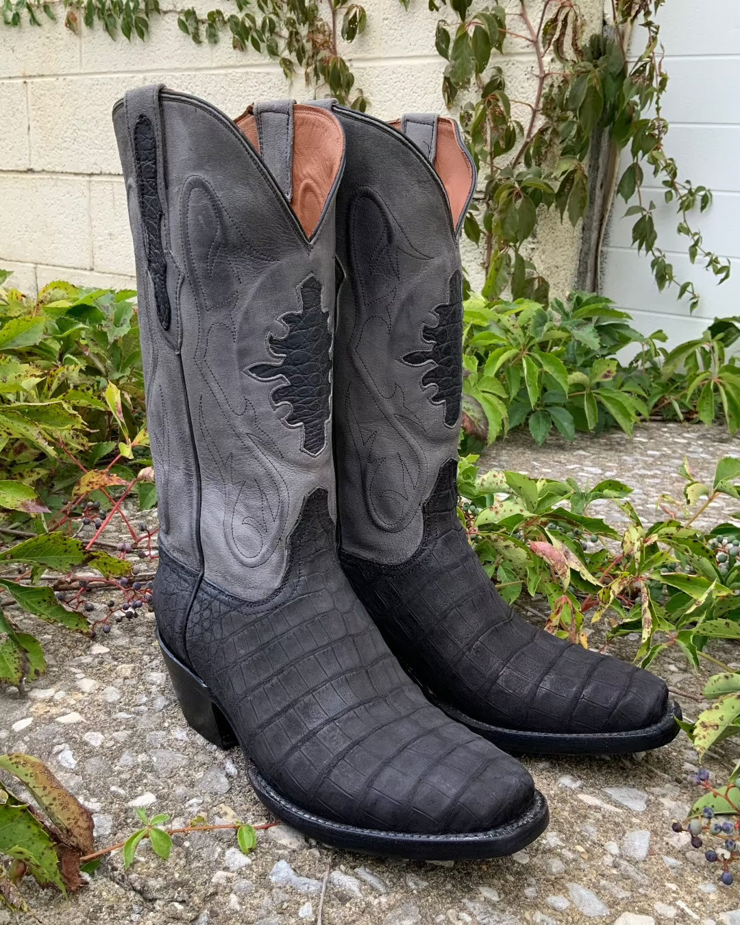 Mens black caiman boots hot sale
