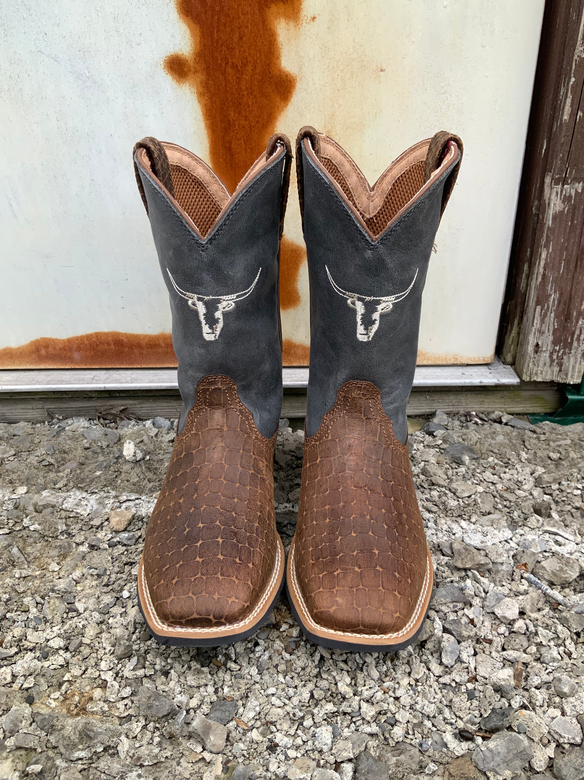 Twisted X Children and Youth Top Hand Chocolate Dusty Blue